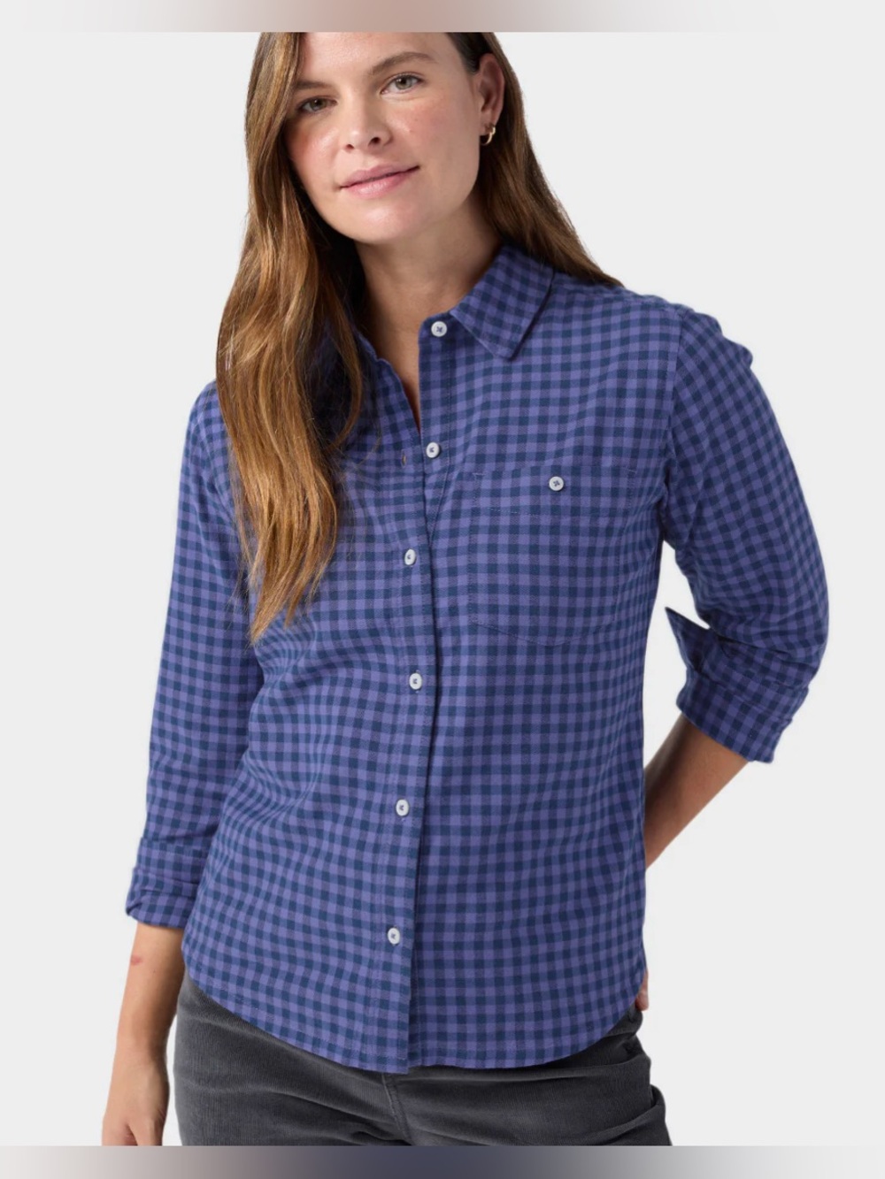 Stio Women's Miter Stretch Lightweight Flannel Shirt - Nightfall Mini Check XS
